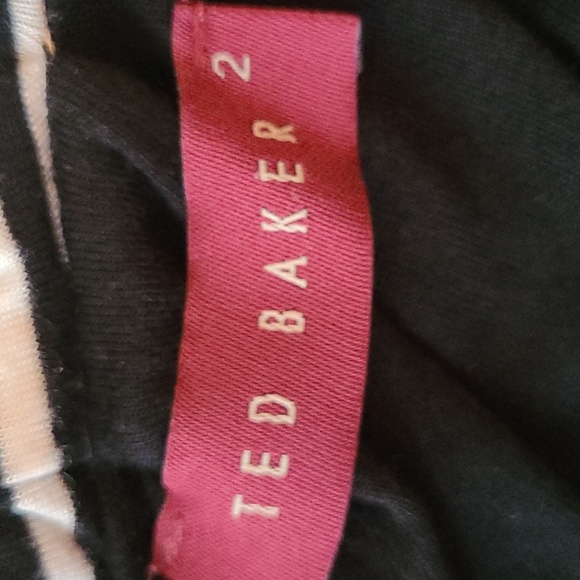 Ted Baker Black White Striped Long Ribbon Tie in Back Mini Dress - Picture 6 of 10